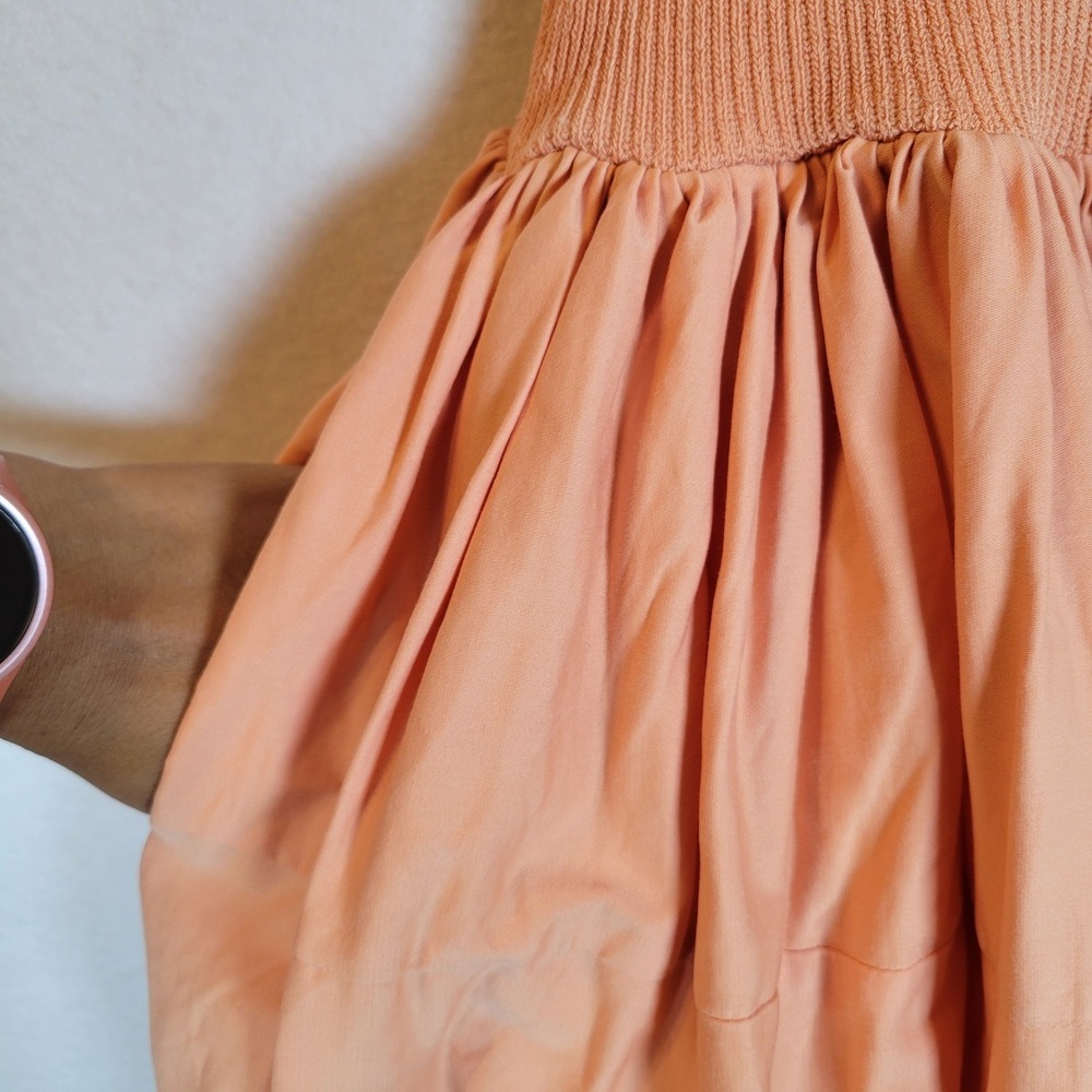 ALEXIS Womens Kamali Orange Knit Strapless Midi Dress Ruffle Skirt Size Small - Picture 2 of 11